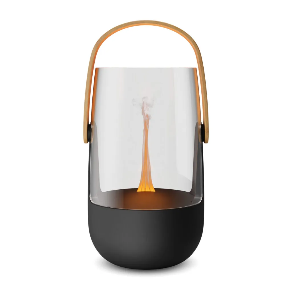 Stadler Form Sophie Aroma Diffuser mit Flammen-Effekt im winterlichen Wohnzimmer